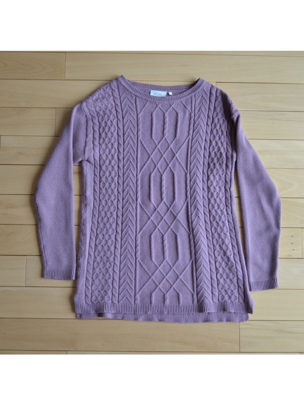 FOIL Cable Knit Sweater Purple Size XS